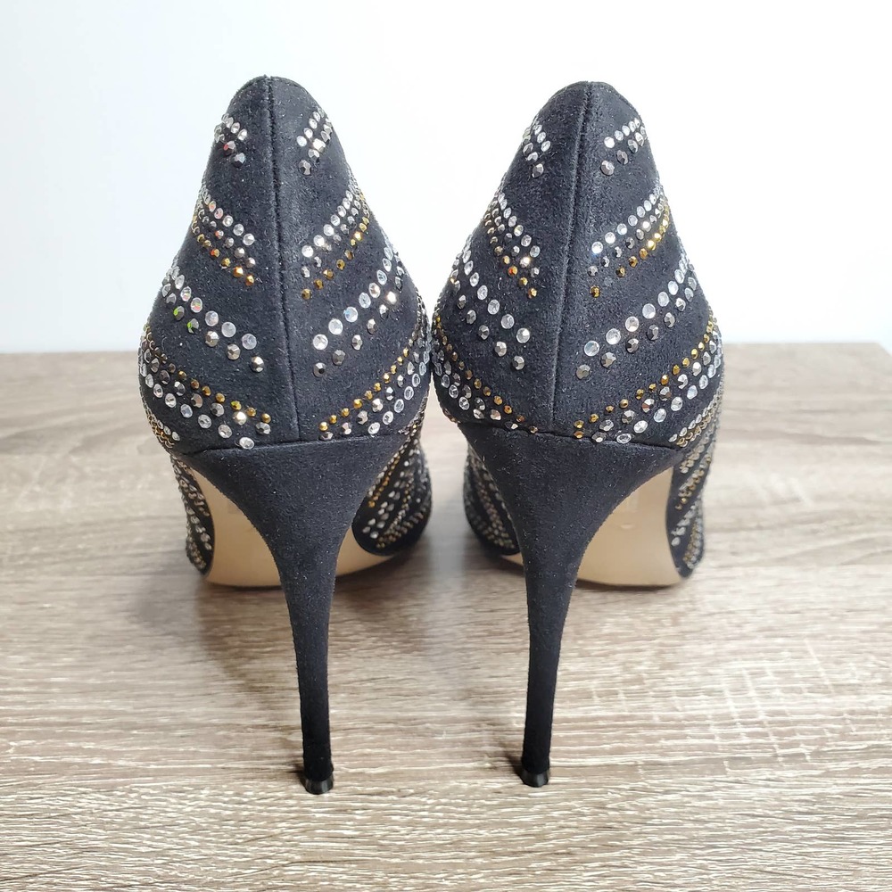 ALDO • Black Lardonna Bedazzled Slip On Stiletto Heels Sz 9 - Picture 8 of 10